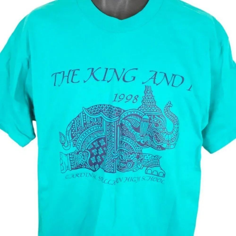 Vintage The King And I T Shirt Mens Size XL Blue 90s Cardinal Spellman High